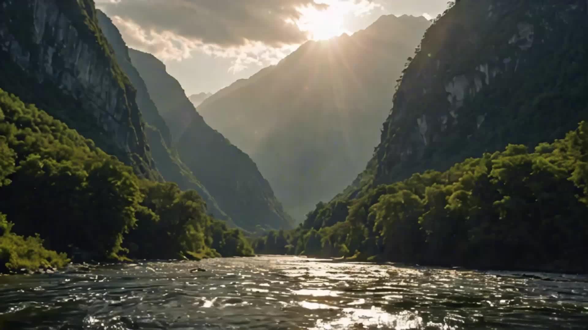 阳光下的大气山河自然景色视频的预览图