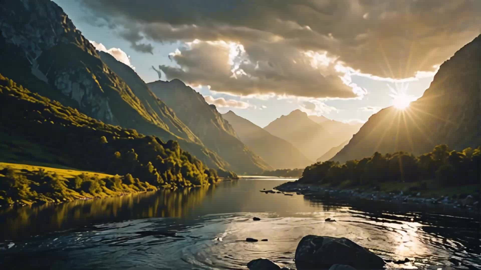 阳光下的大气山河视频的预览图