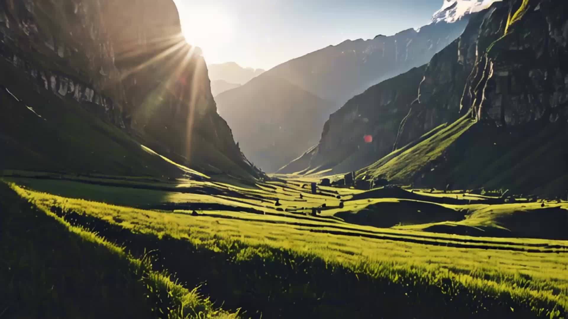 自然风光山谷与阳光大气景色视频的预览图