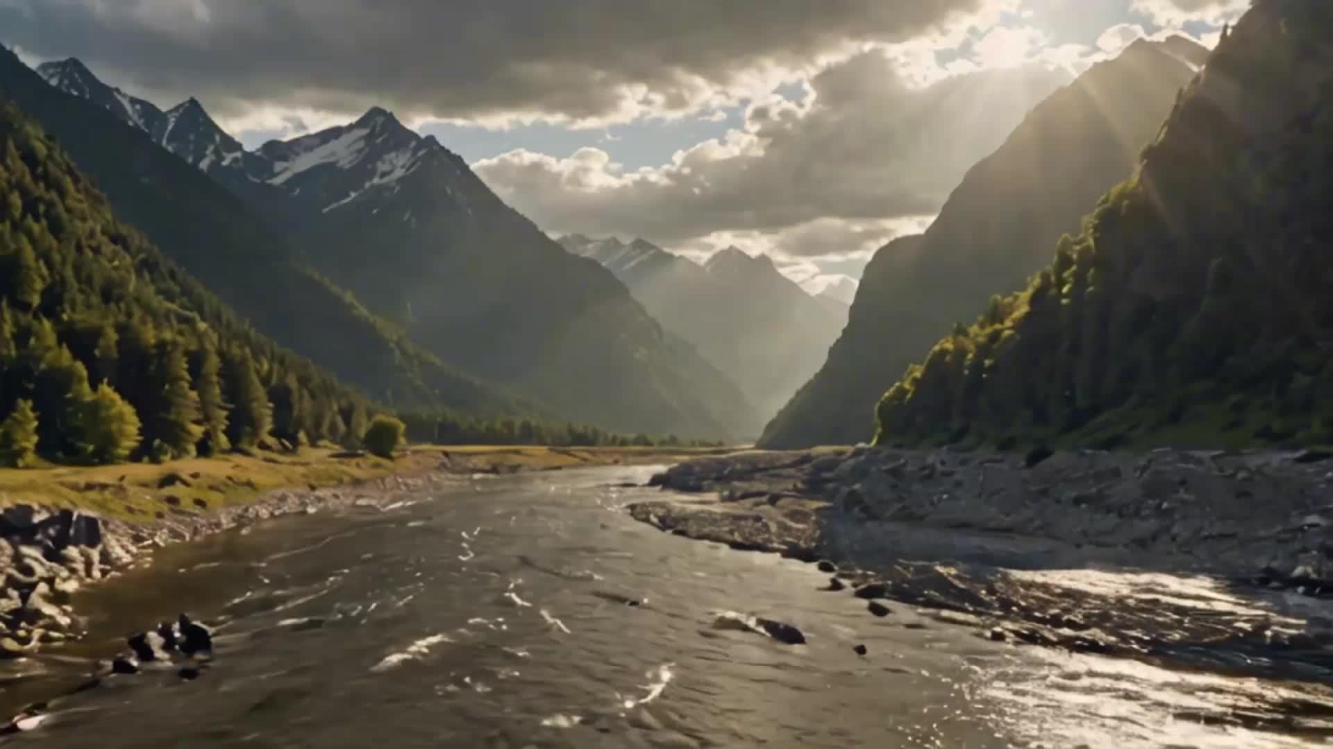 航空摄影大气自然风光山川河流视频的预览图
