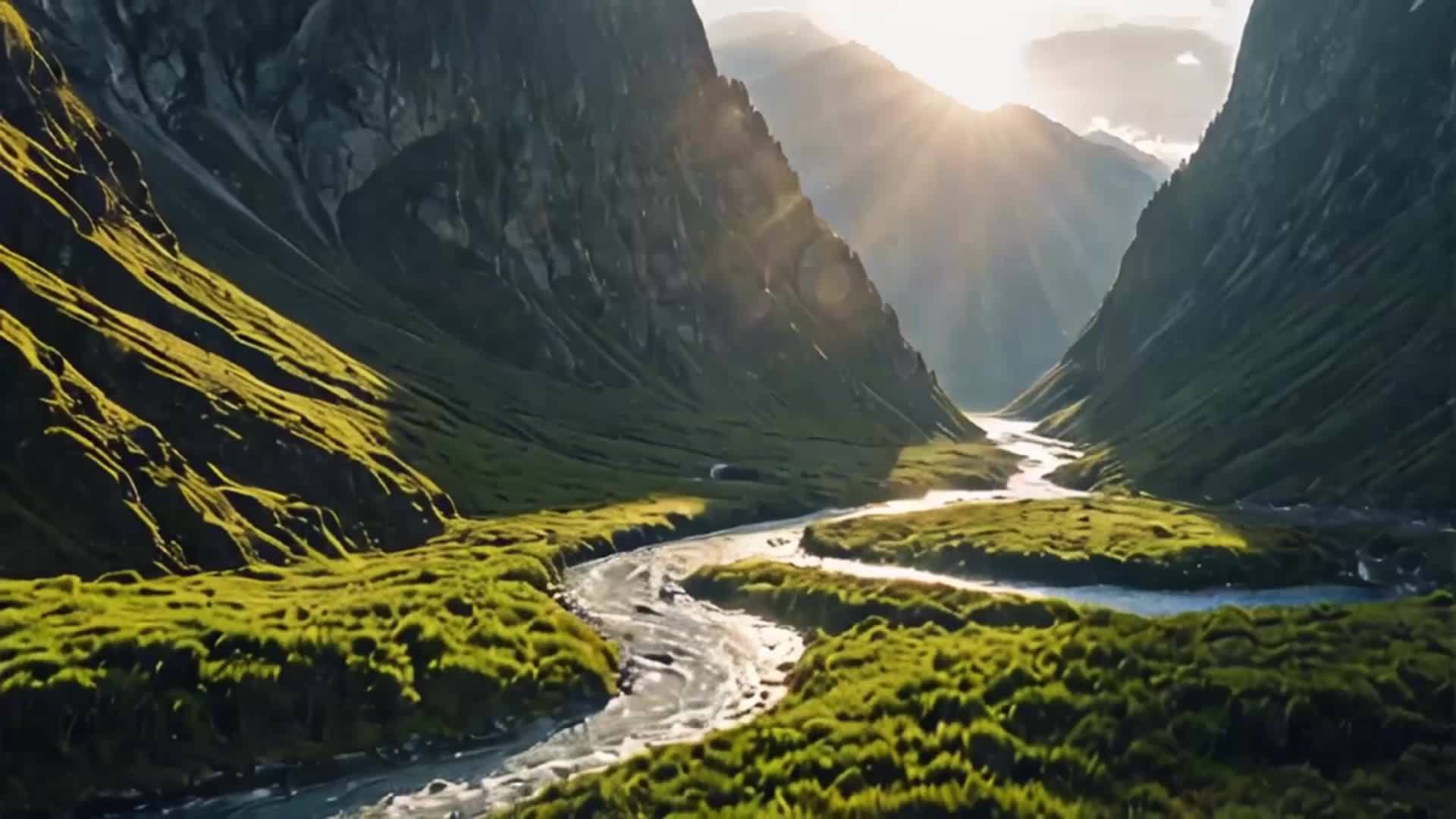 山谷河流的自然风光视频的预览图