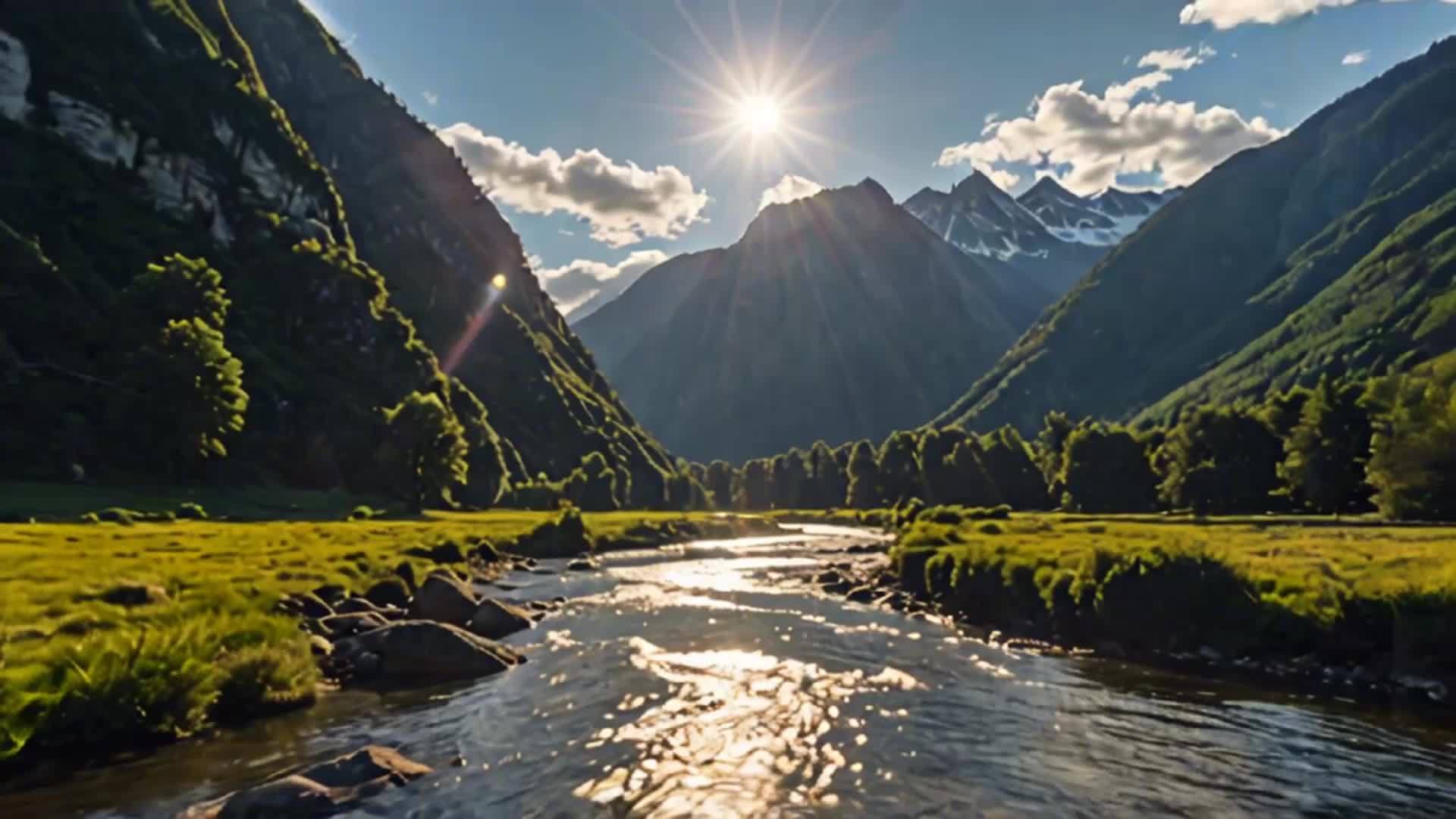 山谷河流的风景视频的预览图