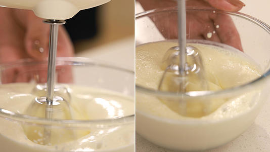 打蛋器打发奶油的特写视频的预览图