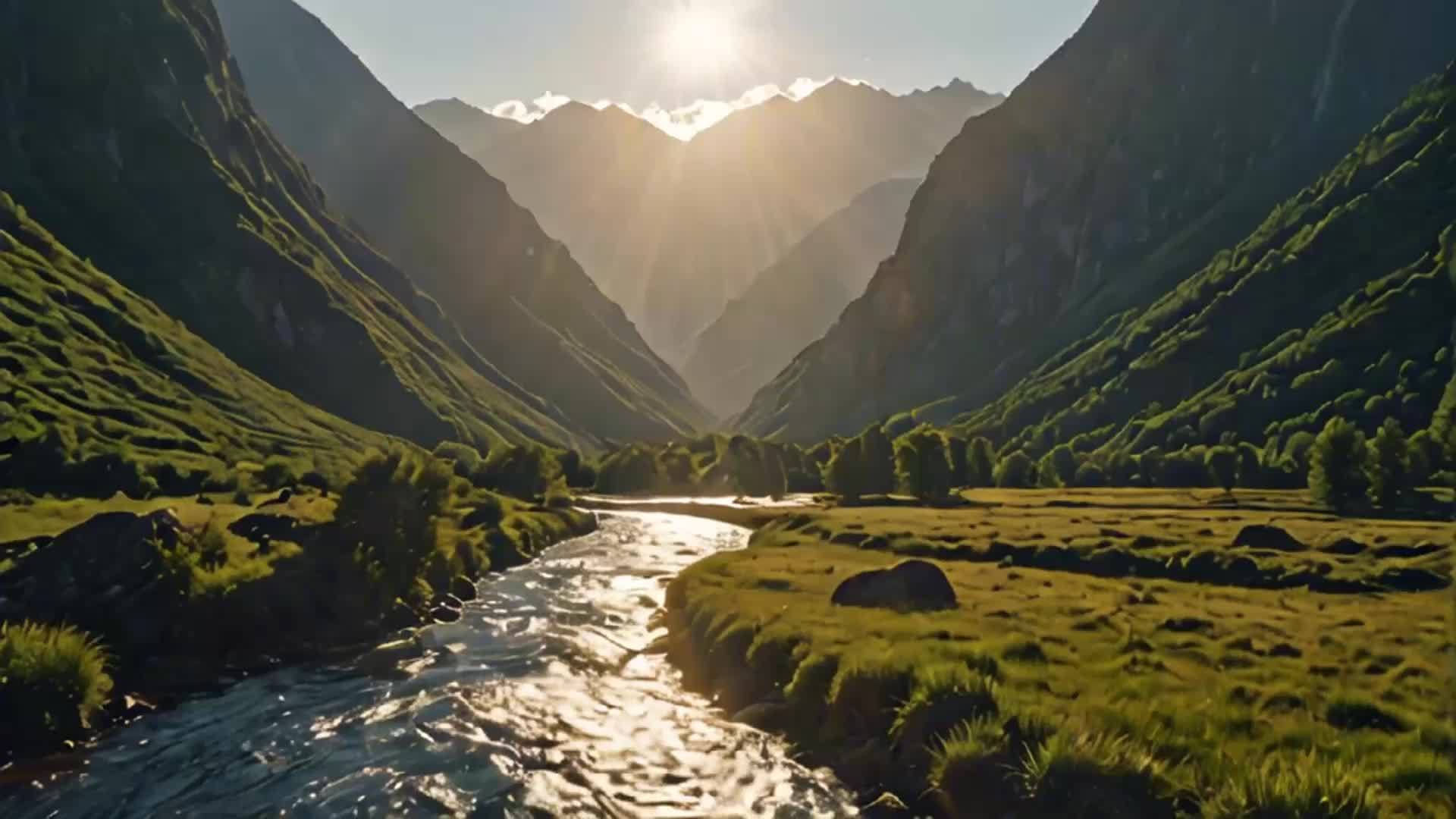 山谷河流大气震撼自然风光景色视频的预览图