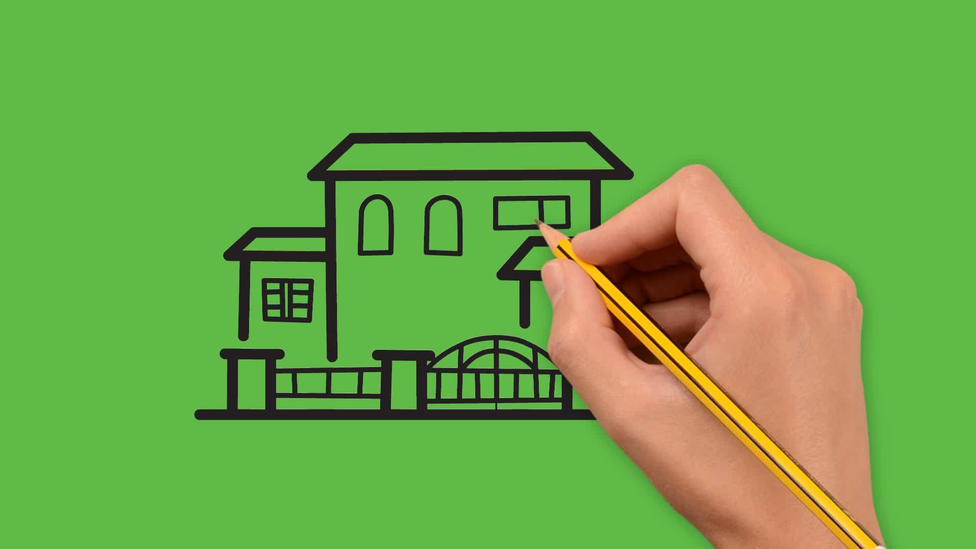在绿色背景上画出色彩组合的学校艺术画视频的预览图