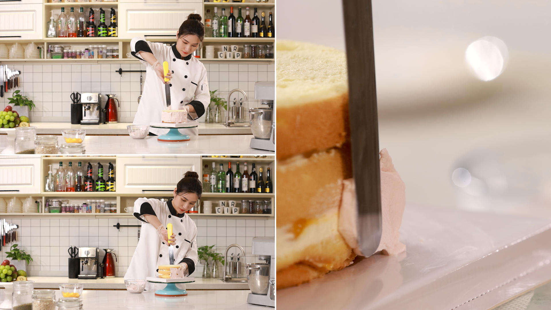 面点师将奶油涂到蛋糕上视频的预览图