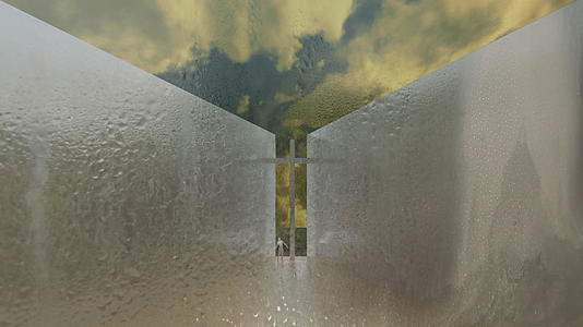 两面白墙之间的十字架结束了黄天背景的动画视频的预览图