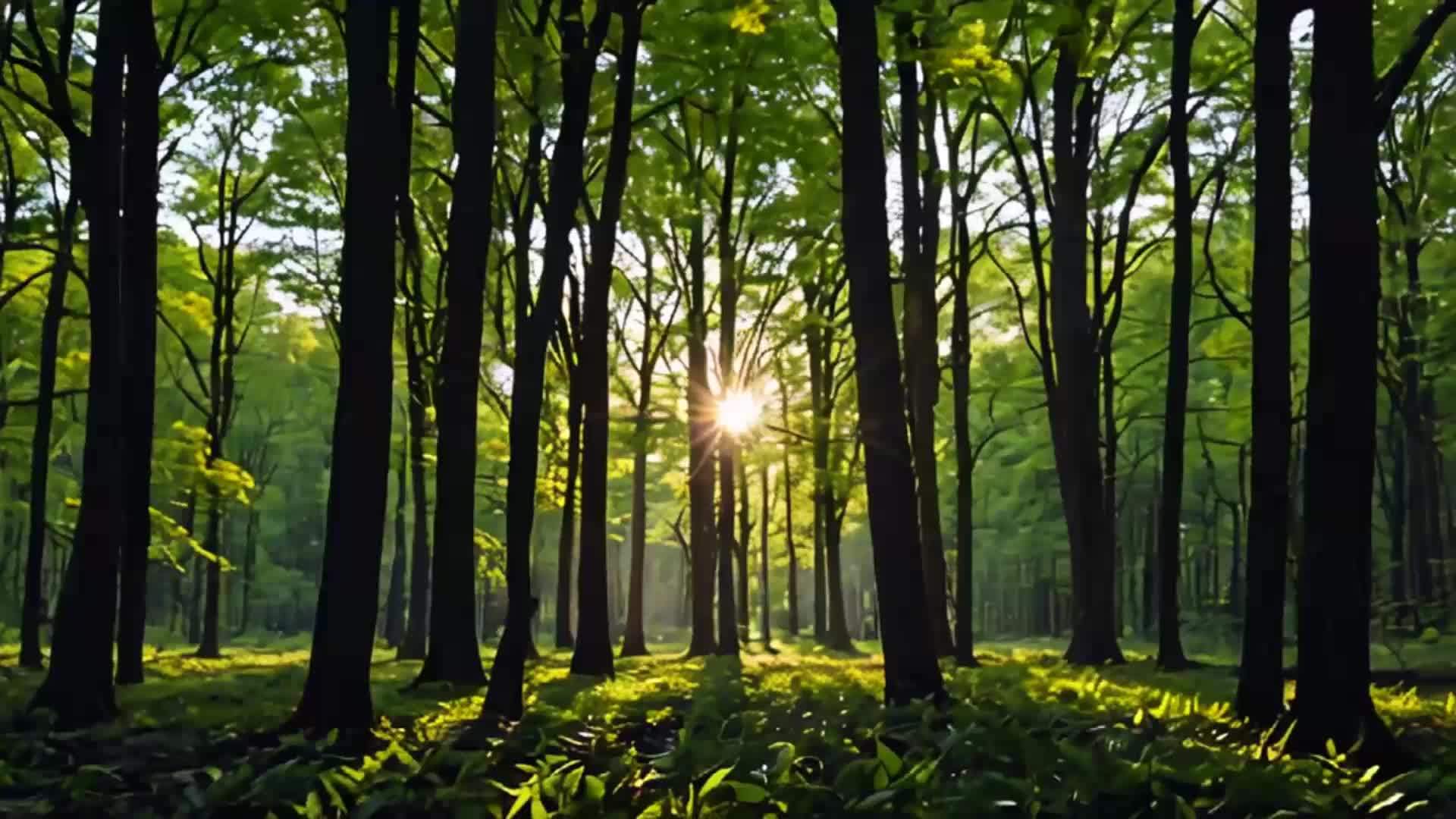 太阳穿过树林视频的预览图