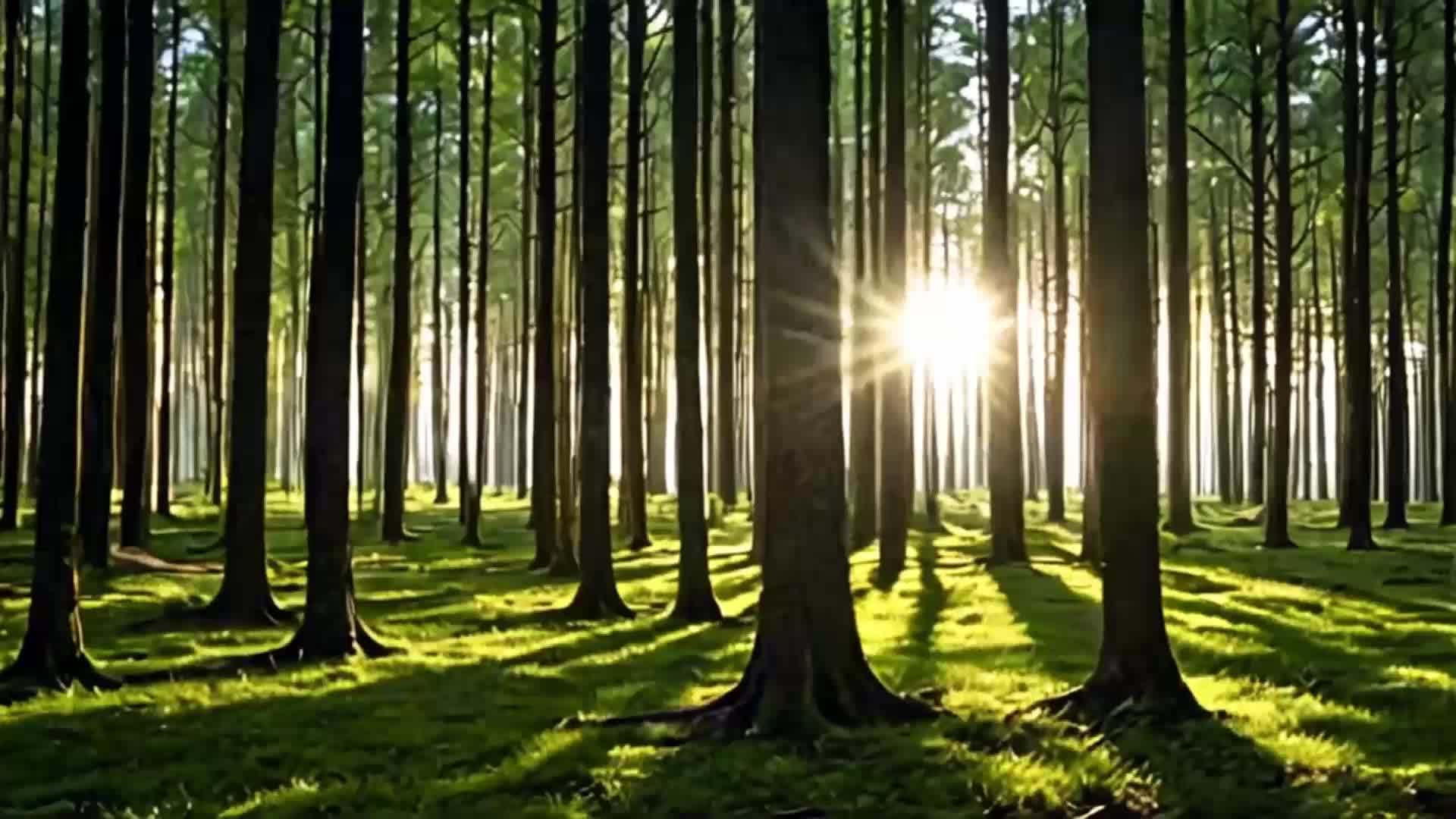 太阳穿过树林自然视频的预览图