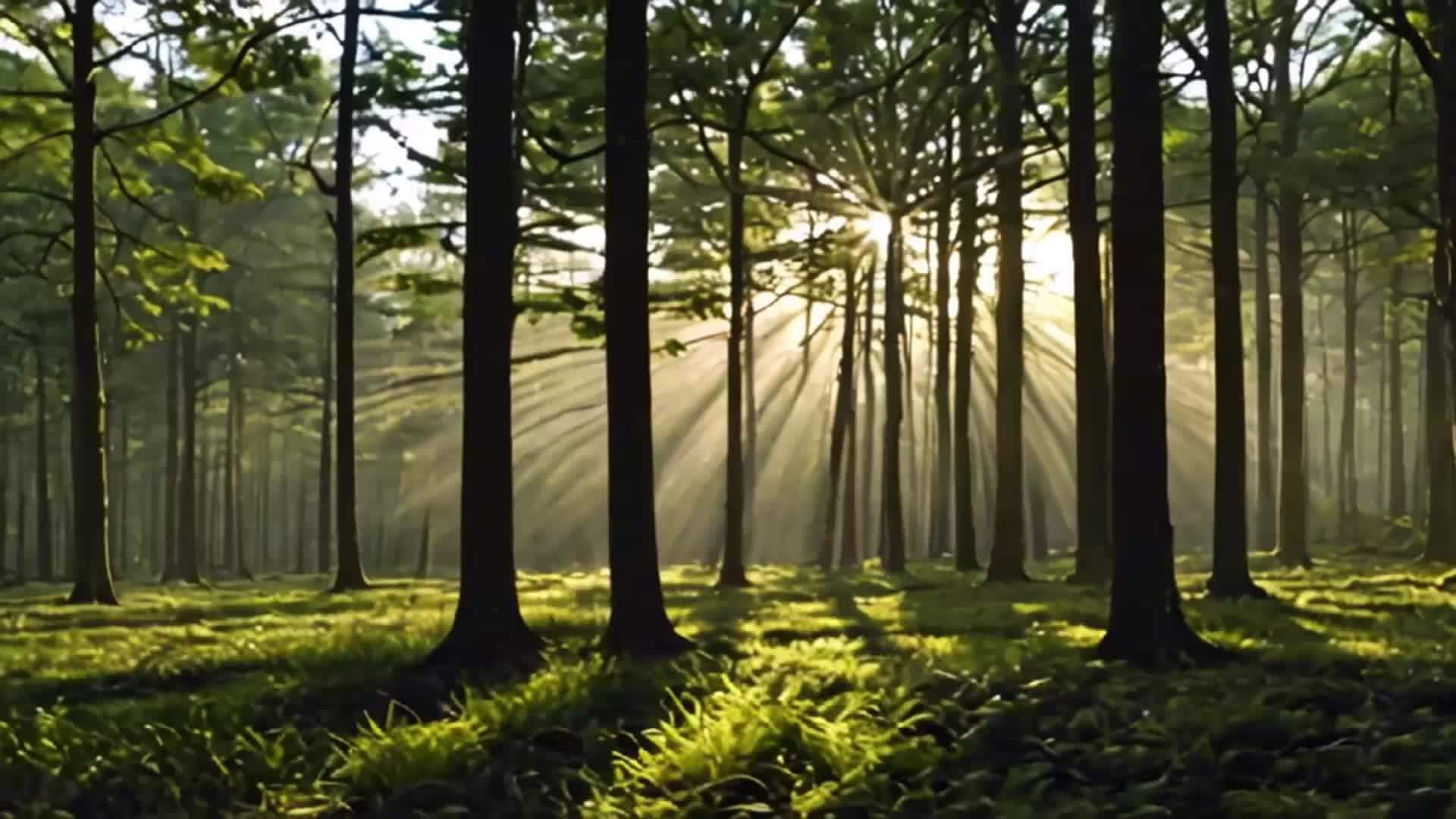 太阳和森林的自然风光视频的预览图