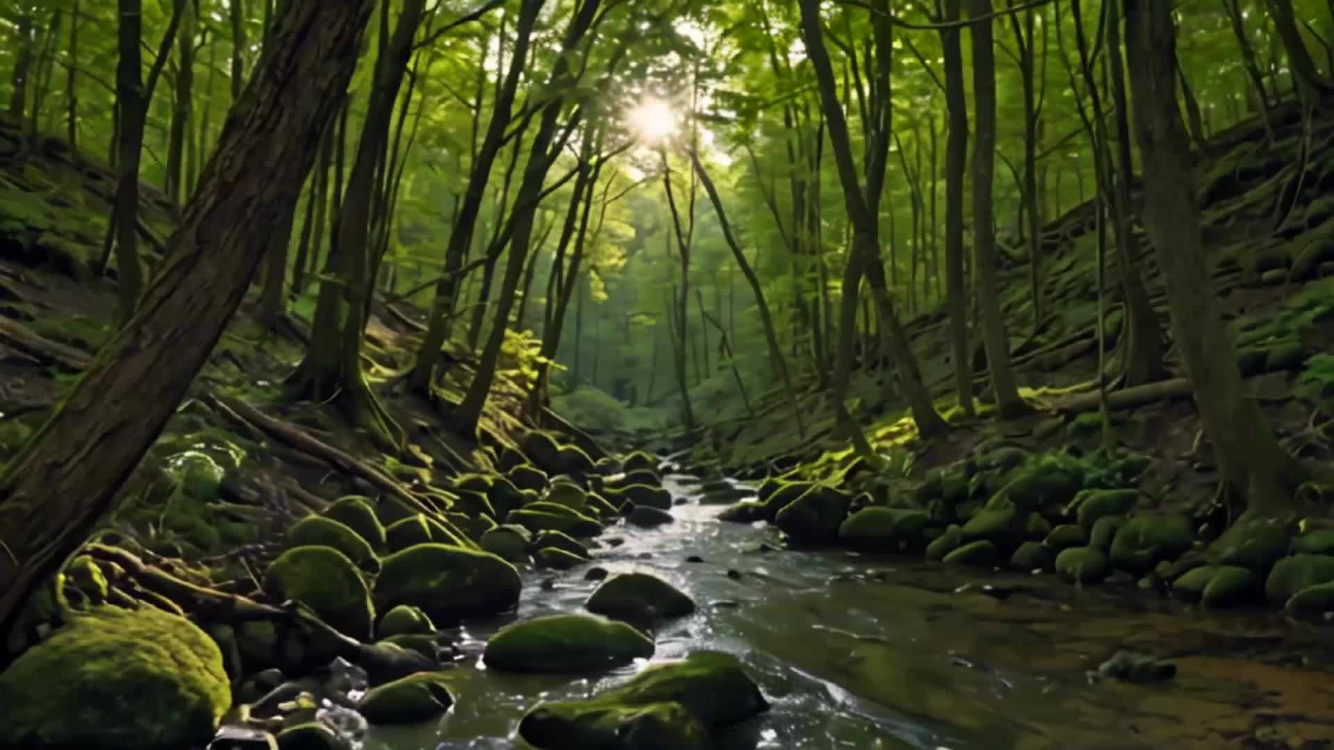 太阳和森林的自然风光视频的预览图