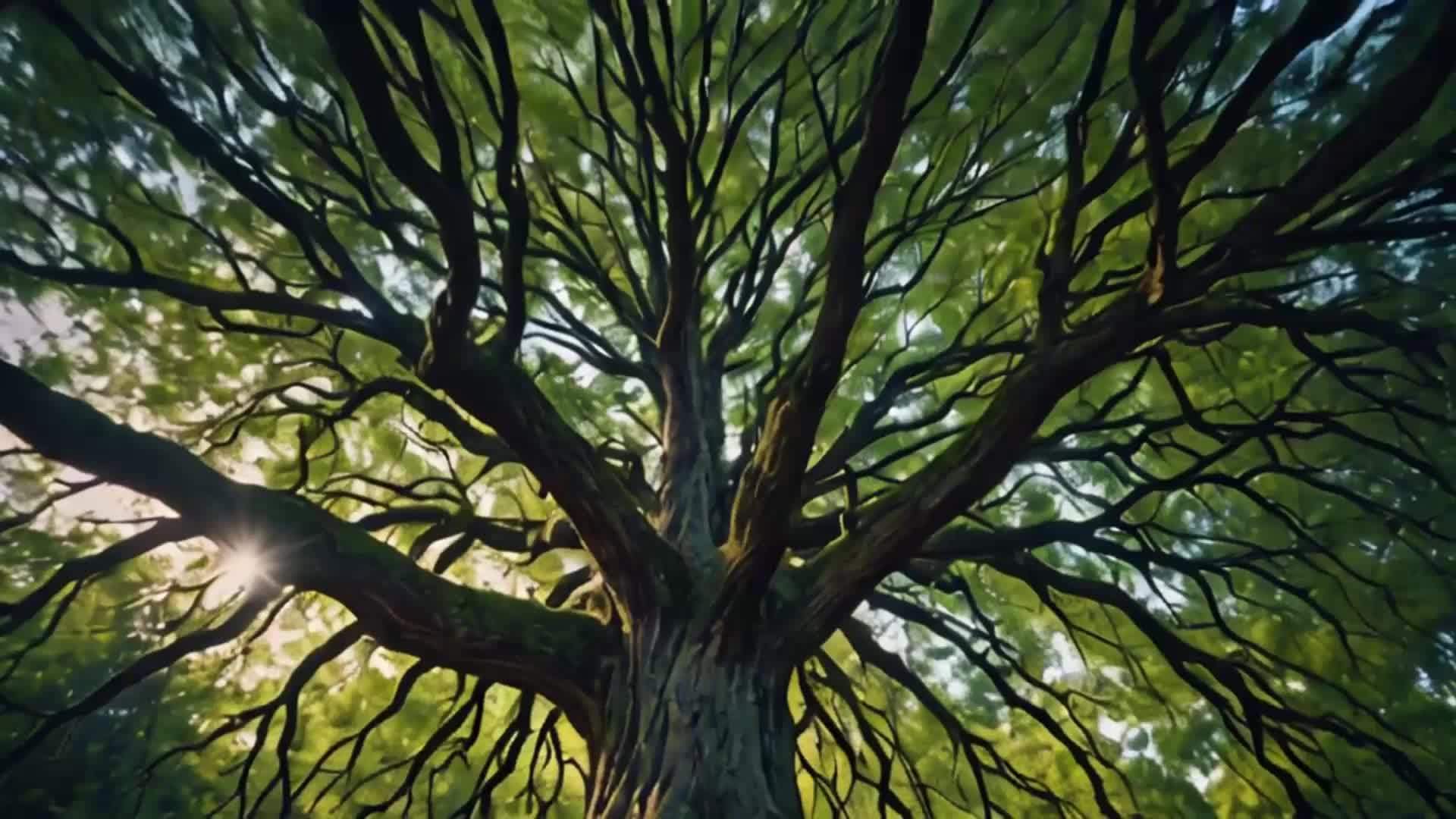 参天大树枝森林自然风景视频的预览图