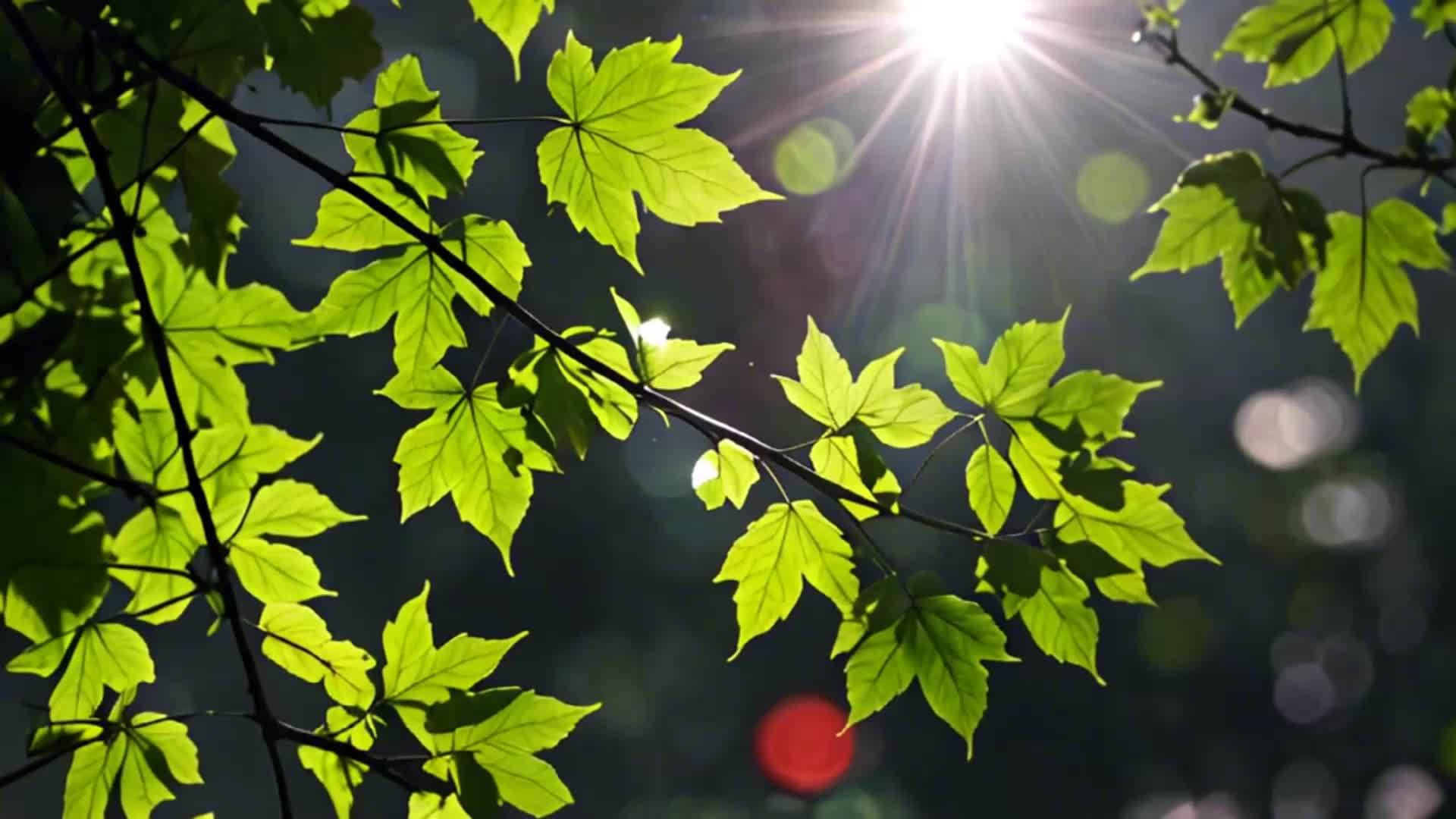 春天的阳光穿过树叶的镜子视频的预览图