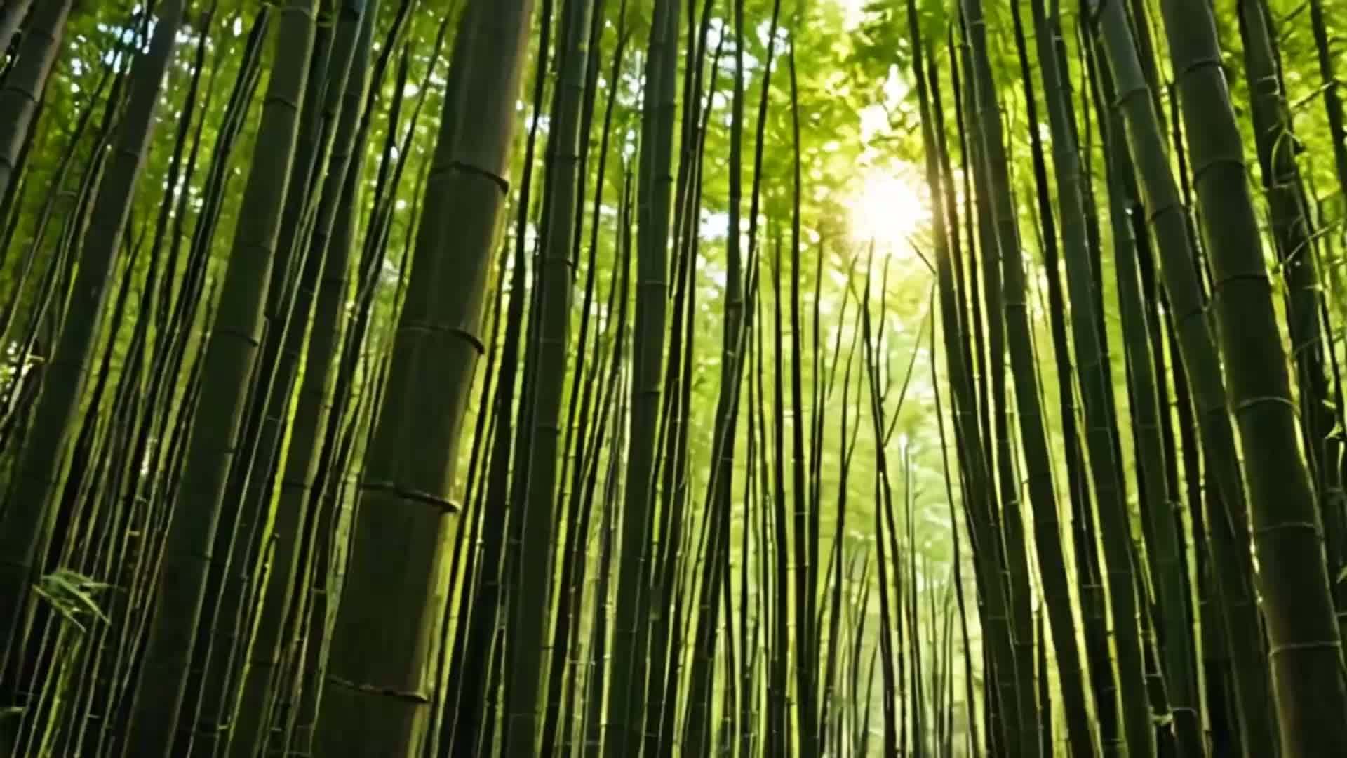 阳光和竹林的自然风光视频的预览图