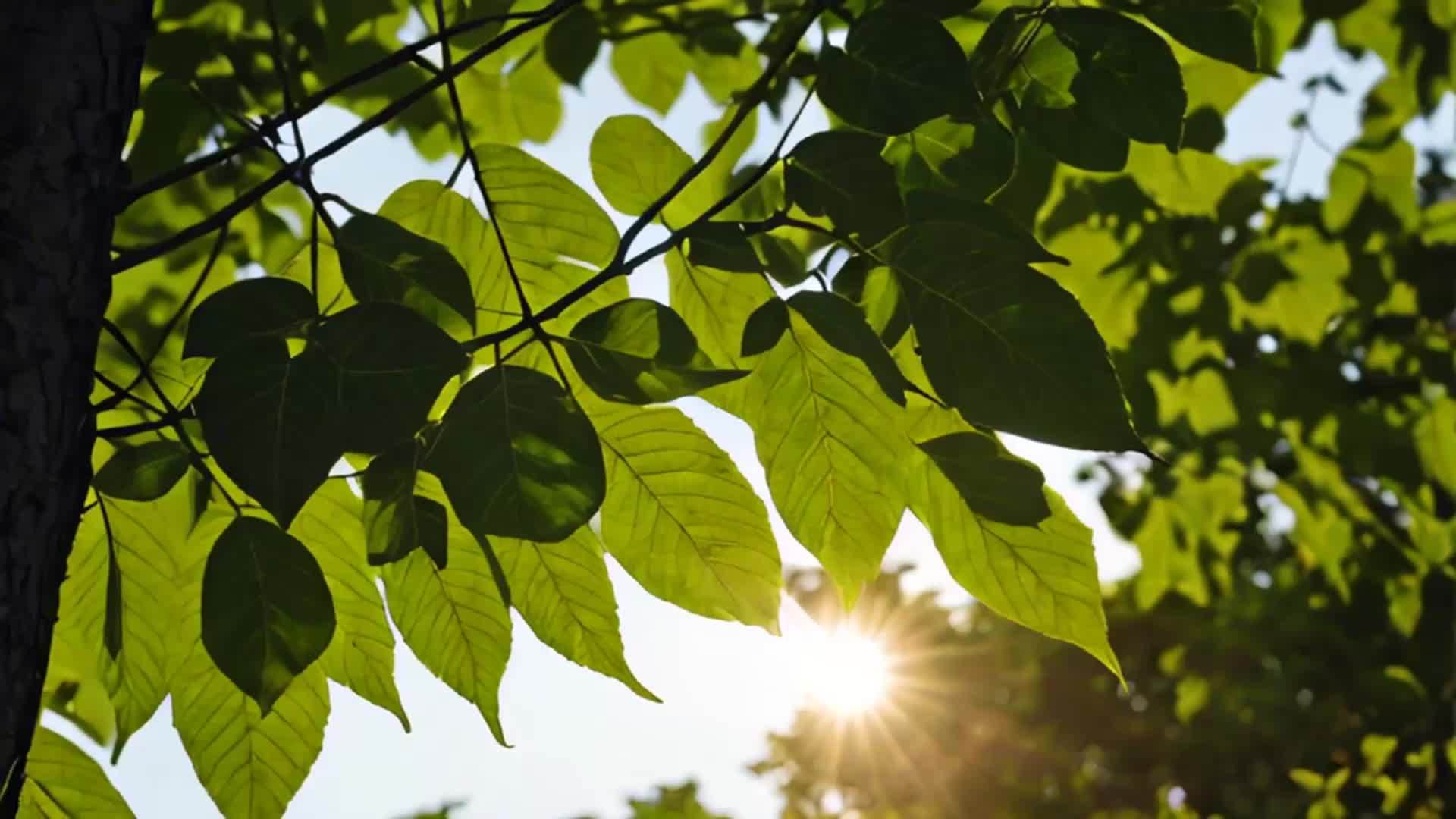 春天阳光穿过树叶自然风光自然视频的预览图