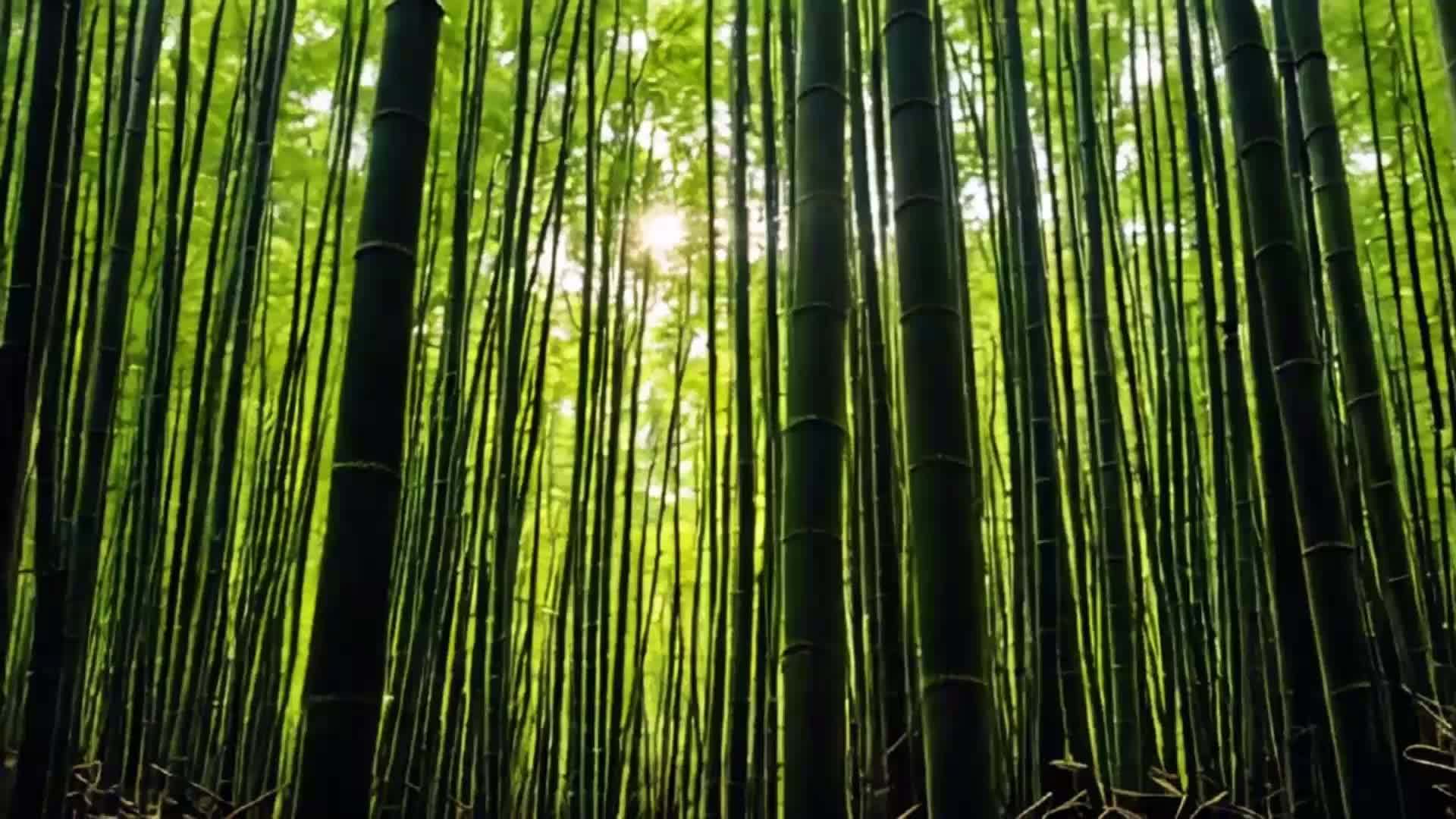 阳光穿过竹林的自然风光视频的预览图