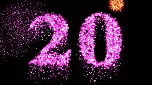 20个烟花庆祝数字或粉红色霓虹灯视频动画视频的预览图