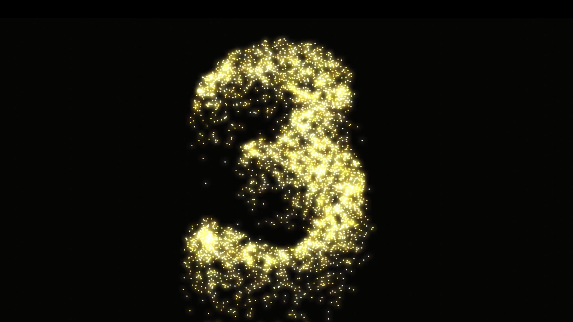 3个金烟花灯光和闪亮的数字动画视频的预览图