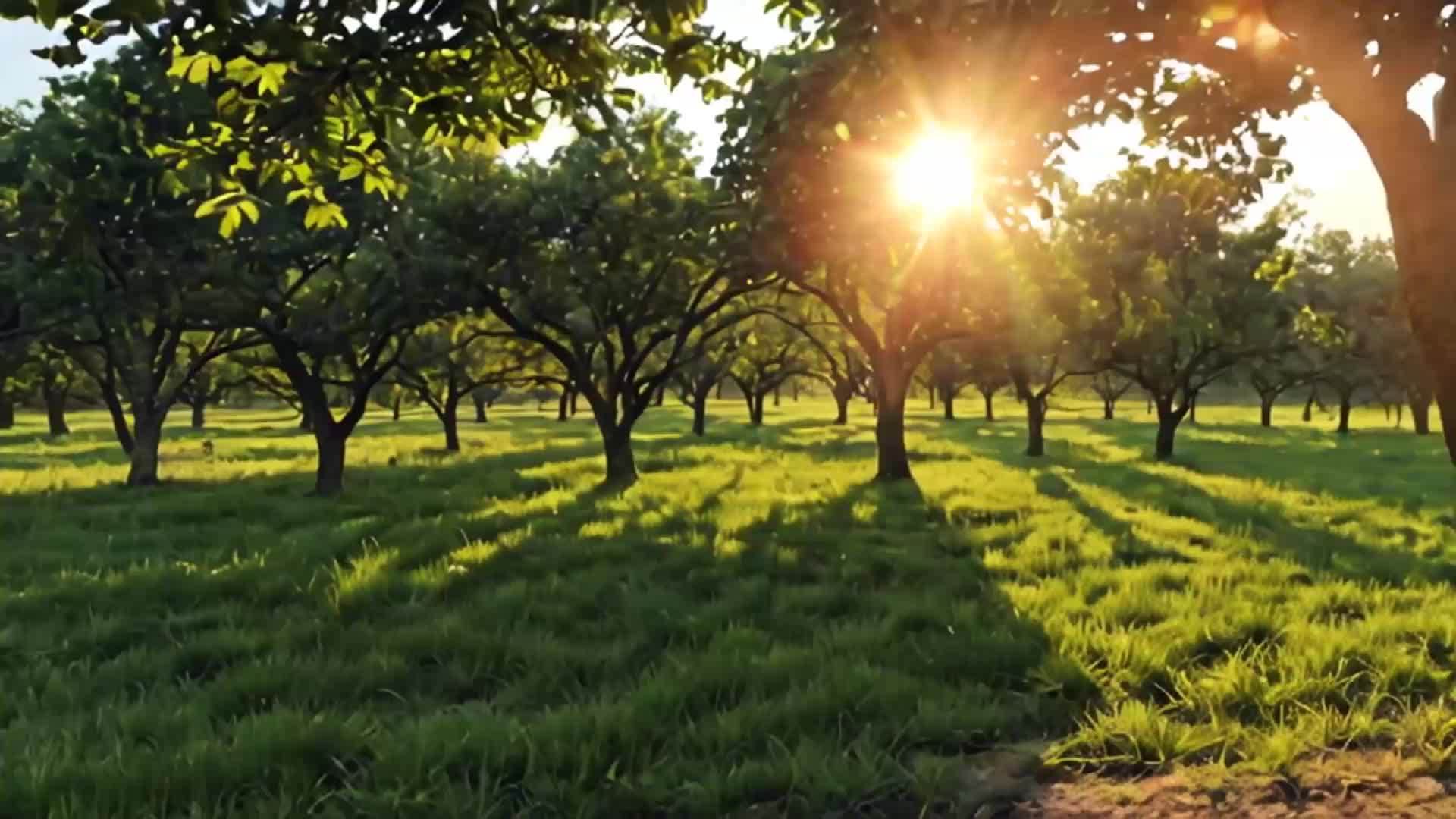 太阳穿过果树视频的预览图