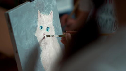 画油画猫咪视频的预览图