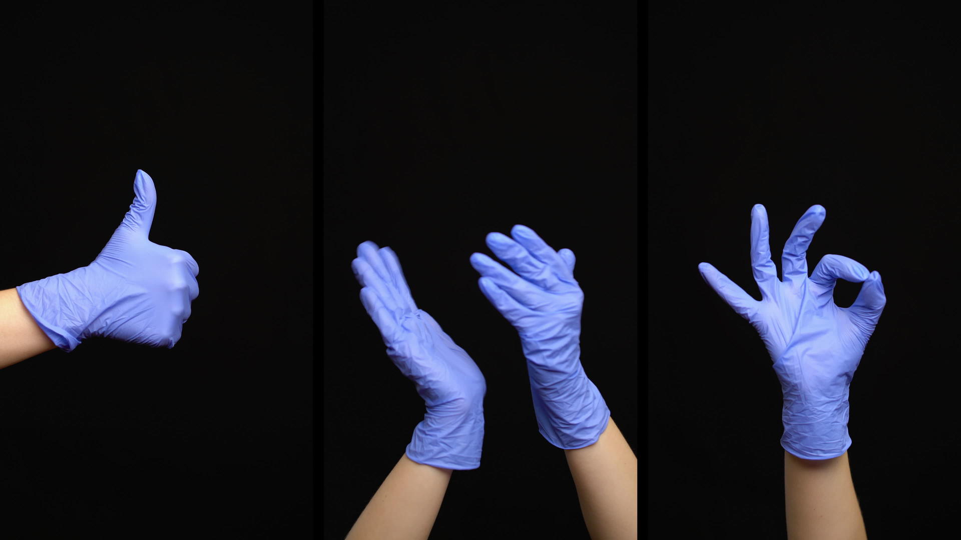 黑色背部戴蓝色手套的医用手视频的预览图