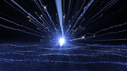 蓝色动态粒子波浪光线散发动态视频元素视频的预览图
