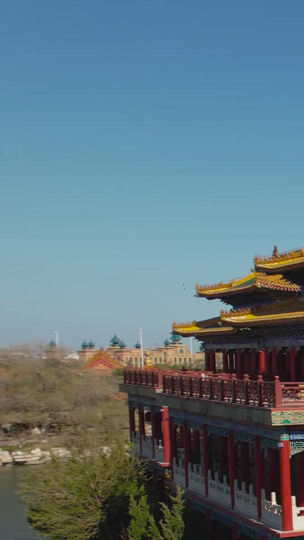 航拍台蓬莱5A三仙山风景区方壶胜境建筑视频视频的预览图