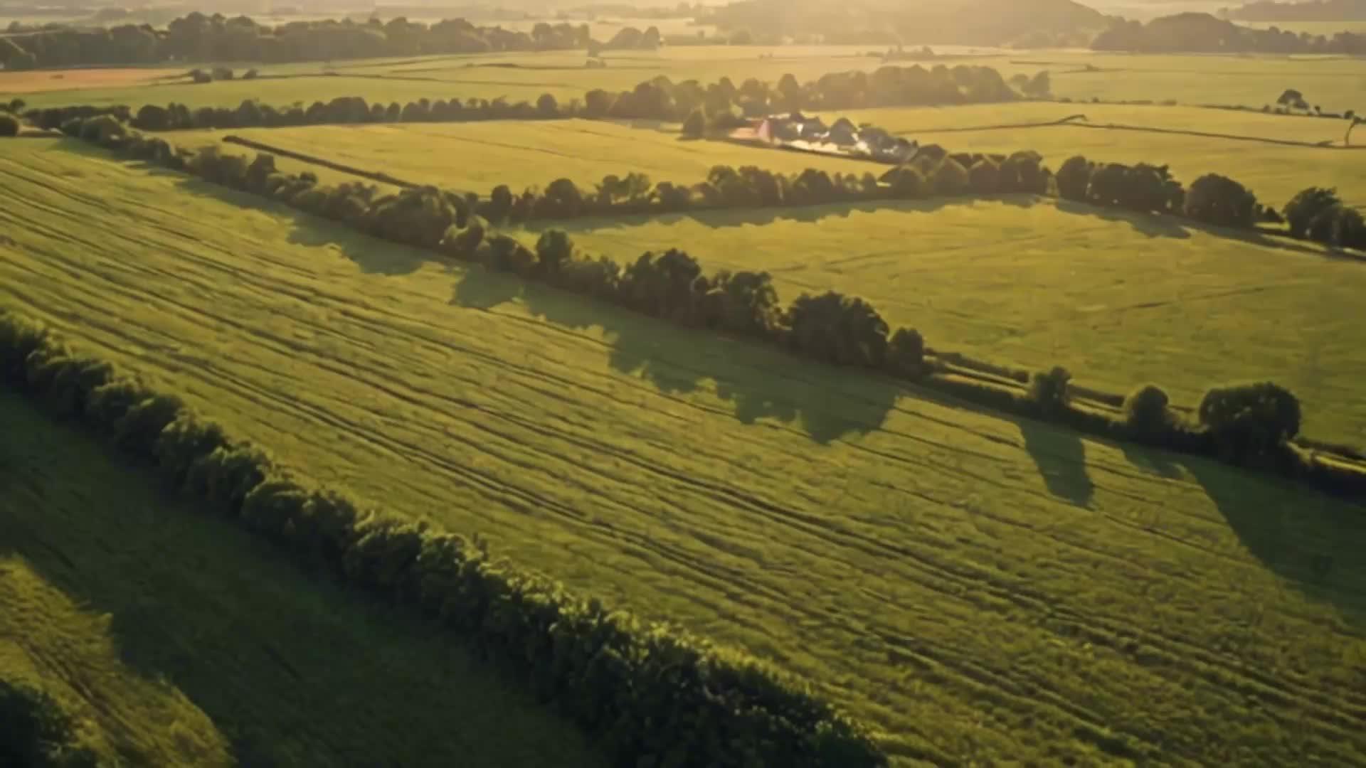 阳光和广阔的绿色农田农场视频的预览图