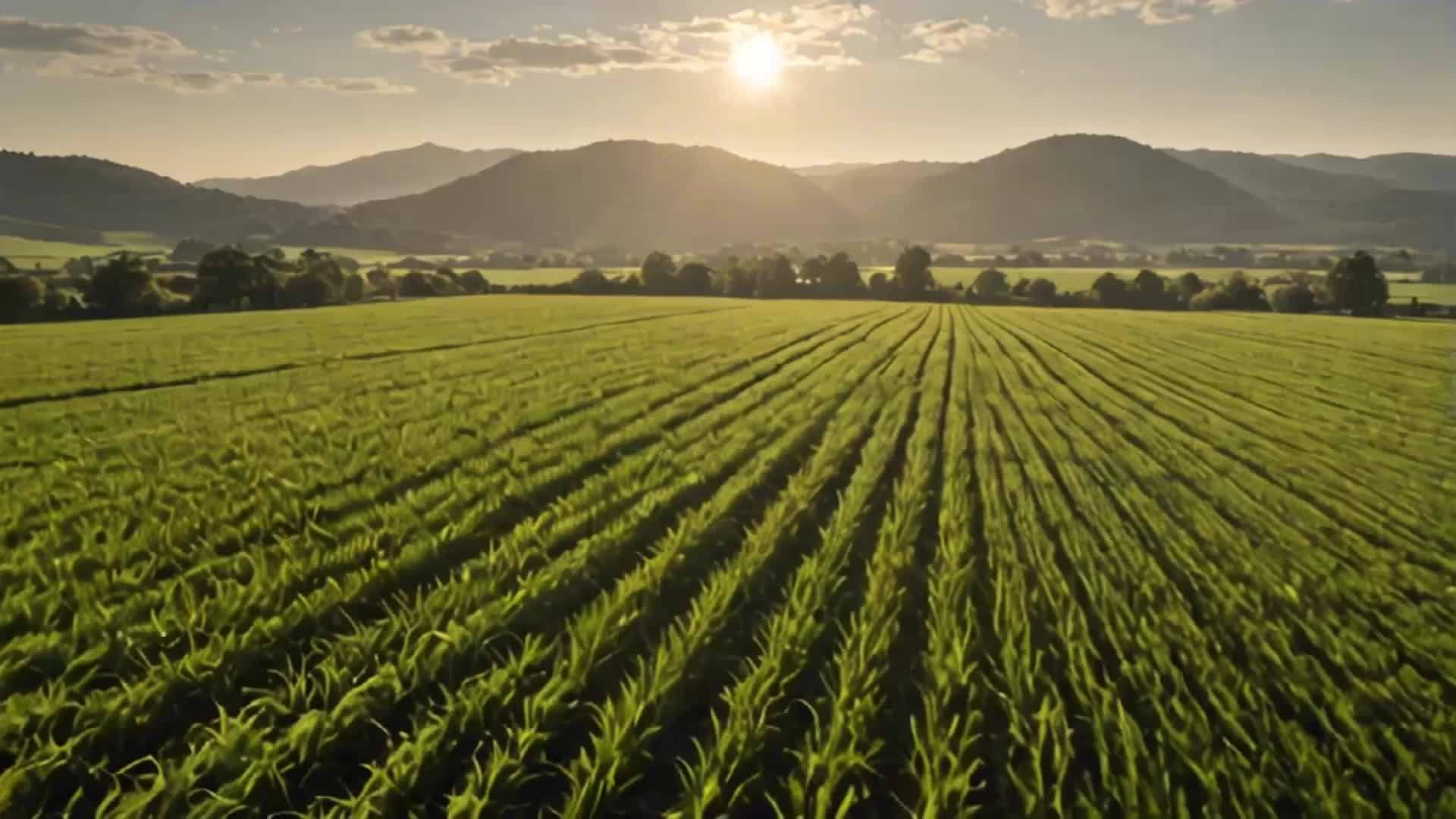 阳光穿过广阔的农田视频的预览图