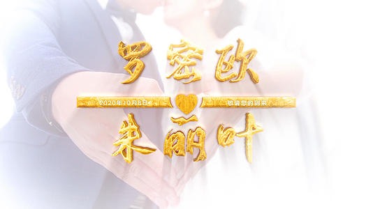 金色文字婚礼婚庆片头AE模板视频的预览图