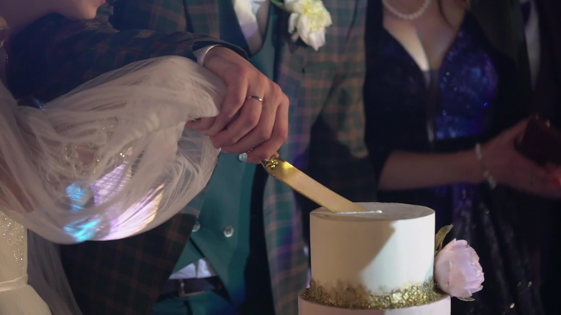 新娘和新郎切蛋糕视频的预览图