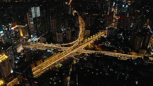 广州城市交通夜景视频的预览图