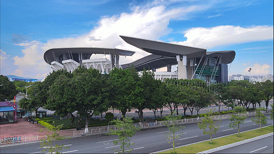 4k高清航拍广州奥体中心体育场视频的预览图