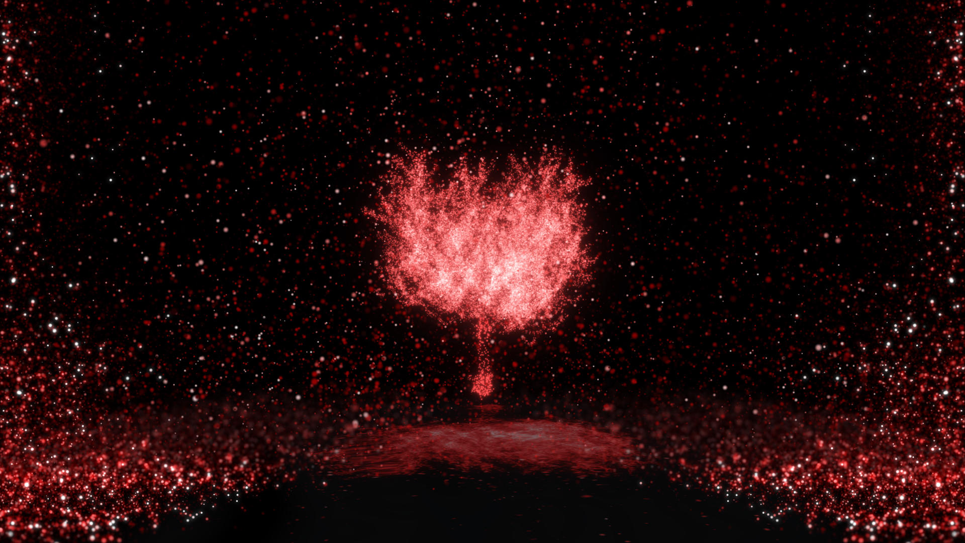 粒子水岸樱花树视频的预览图