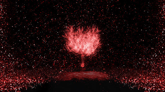 粒子水岸樱花树视频的预览图