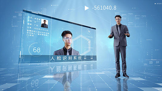 科技商务人脸识别系统展示界面AE模板视频的预览图