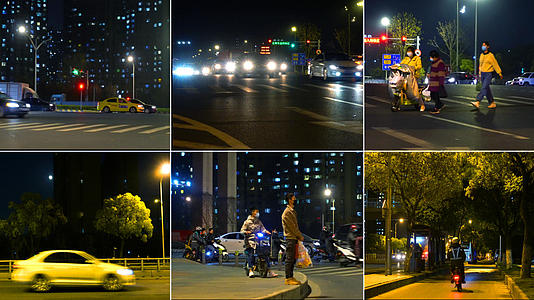4K城市夜晚交通车流空镜视频的预览图