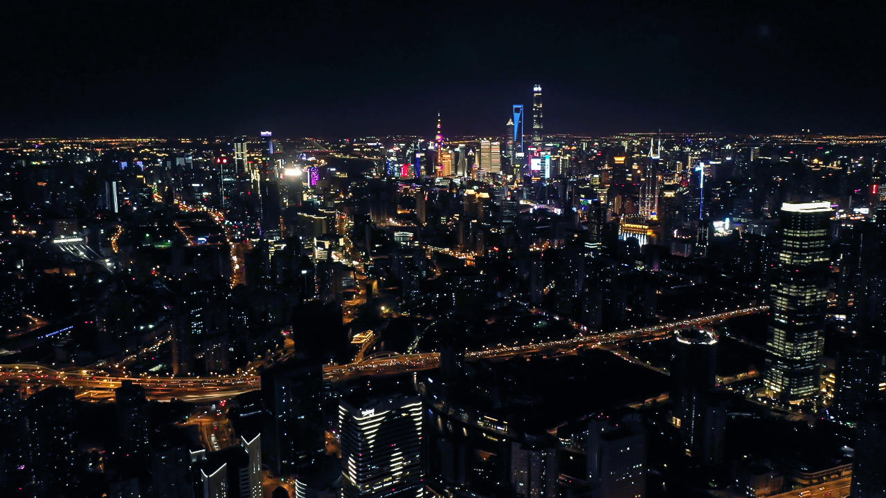 4K航拍上海夜景全景视频的预览图