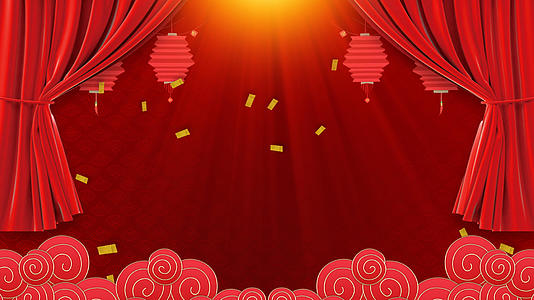 新春兔年4K红色喜庆舞台动态背景视频视频的预览图
