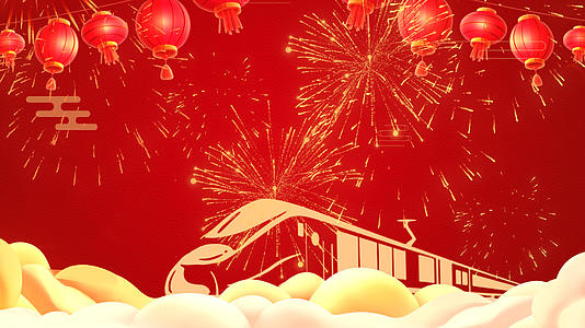 新春佳节兔年4K红色视频动态背景视频的预览图