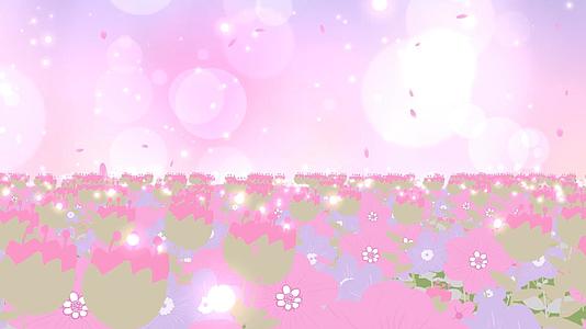 温馨粉色动态花海大气粒子光晕舞台背景视频视频的预览图