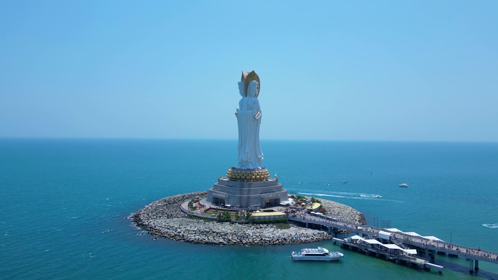 旅游三亚南山海上观音航拍实拍视频的预览图
