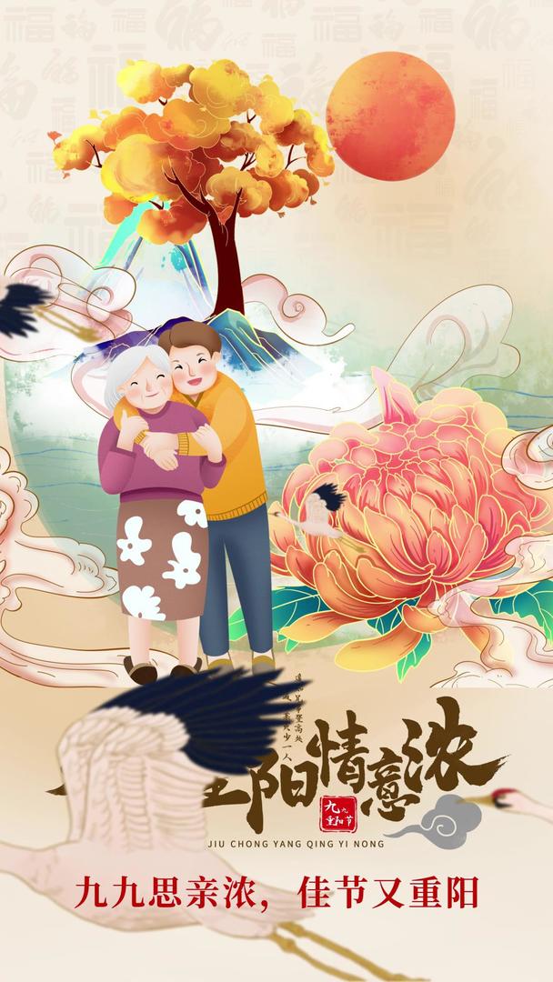 中国风重阳节敬老养老视频海报视频的预览图