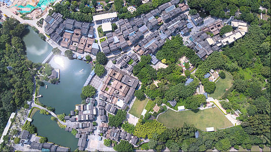 4k高清航拍广州岭南印象园视频的预览图