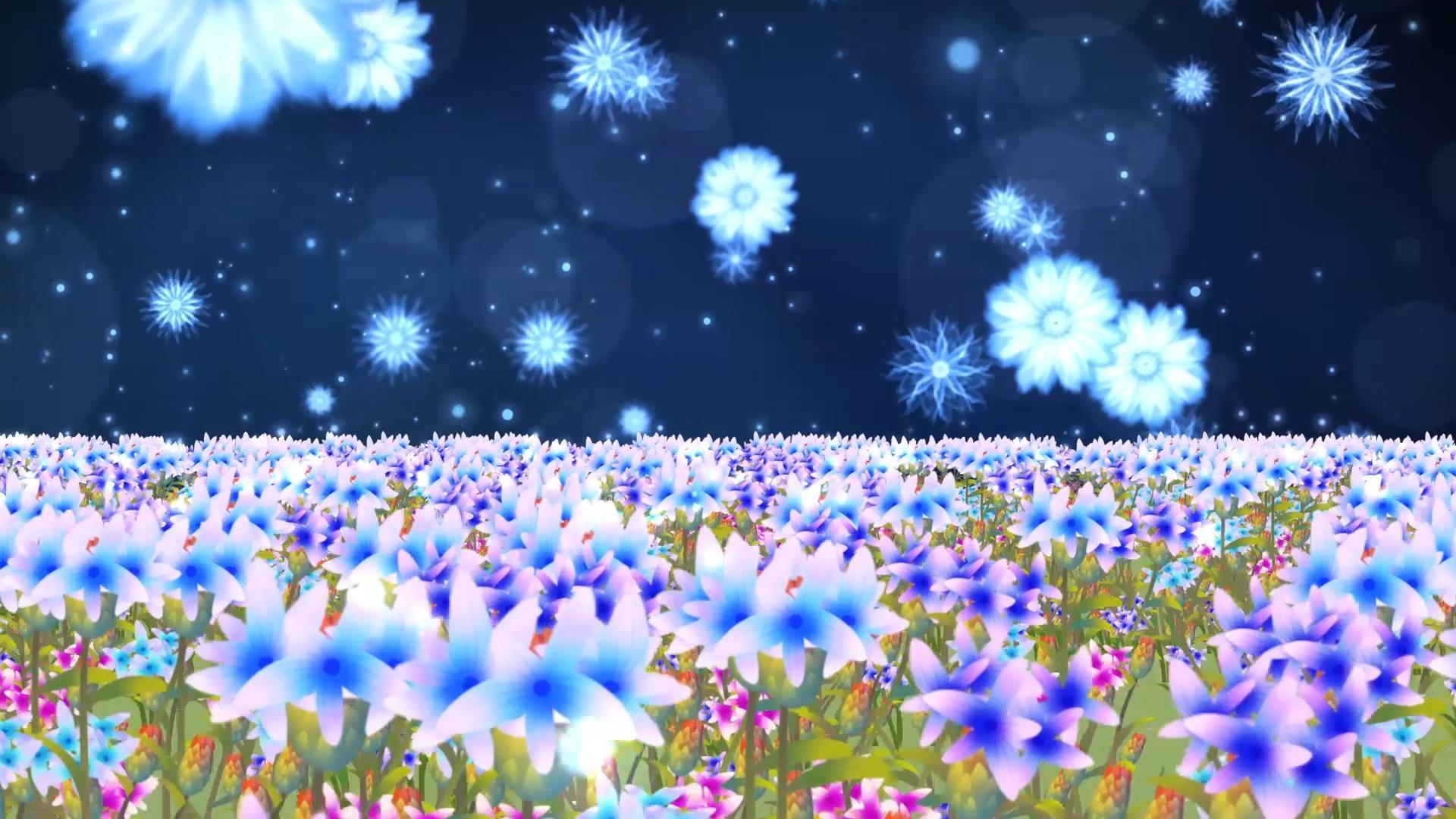 唯美动态蓝色粒子光晕花海温馨舞台背景视频视频的预览图