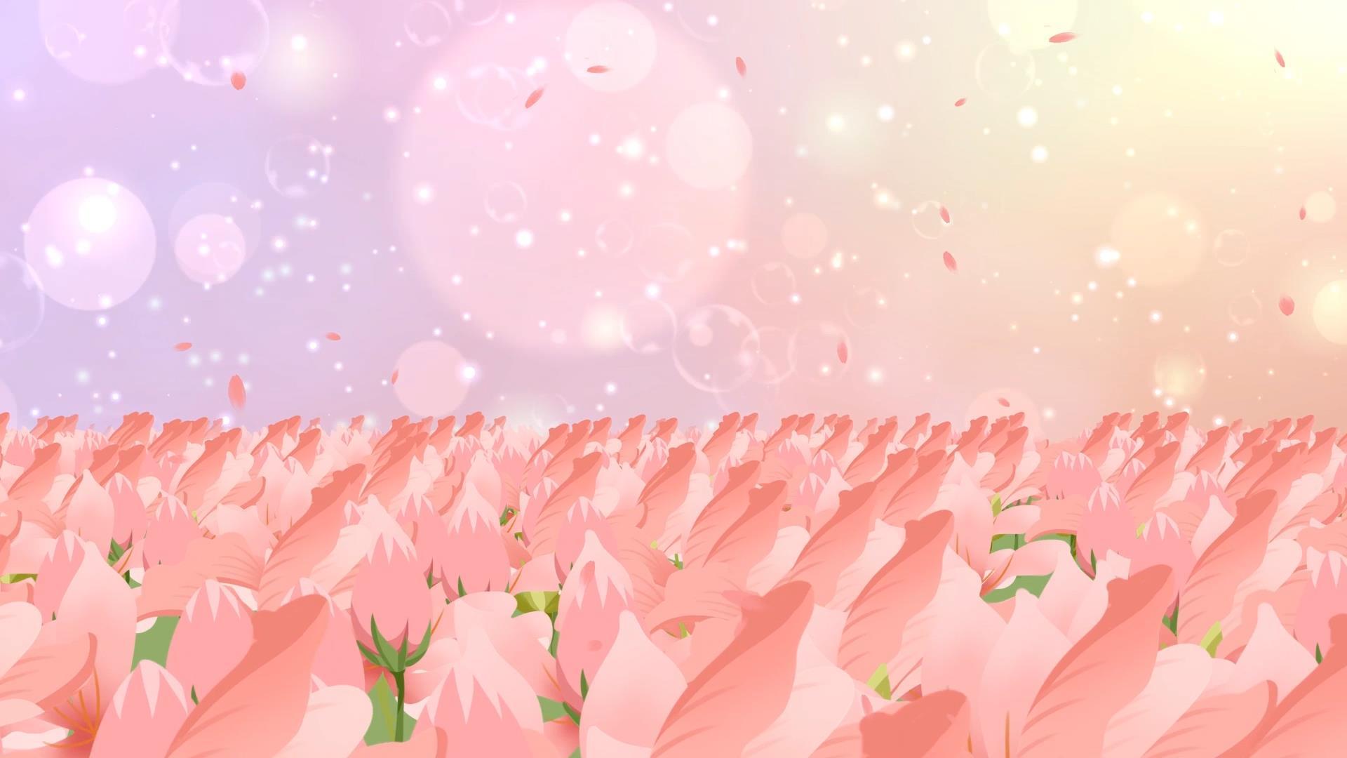 粉色动态花海大气唯美粒子光效舞台背景视频视频的预览图