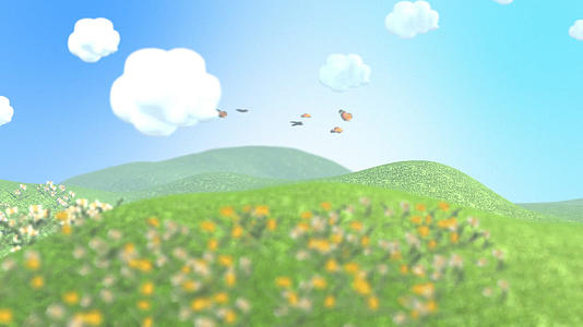 春天草地卡通动画视频的预览图