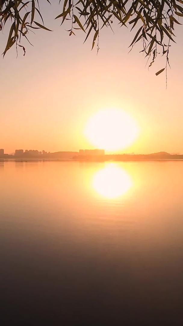 延迟摄影的武汉藏龙岛湖面日落视频的预览图