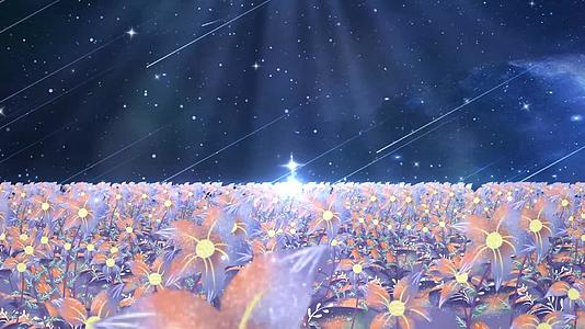 唯美花海动态夜空粒子星光闪烁舞台背景视频视频的预览图