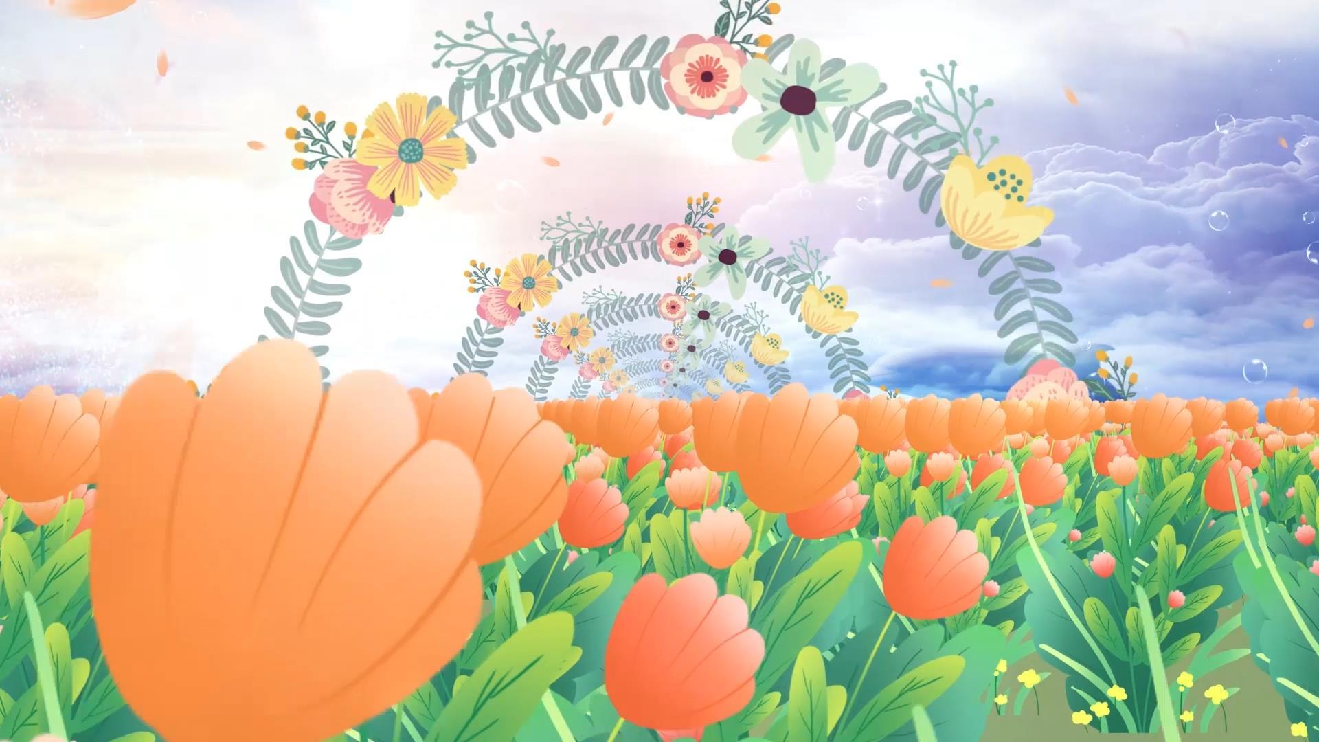 唯美花海清新动态粒子花朵温馨舞台背景视频视频的预览图